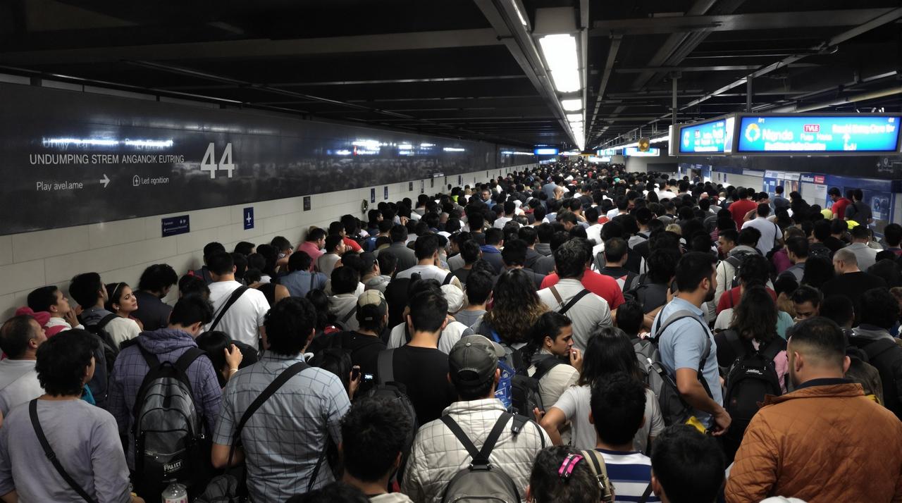 某城市地铁站突发大规模停运，数千名乘客被困站内